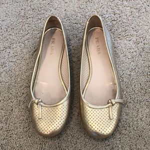 Gold prada ballet flats